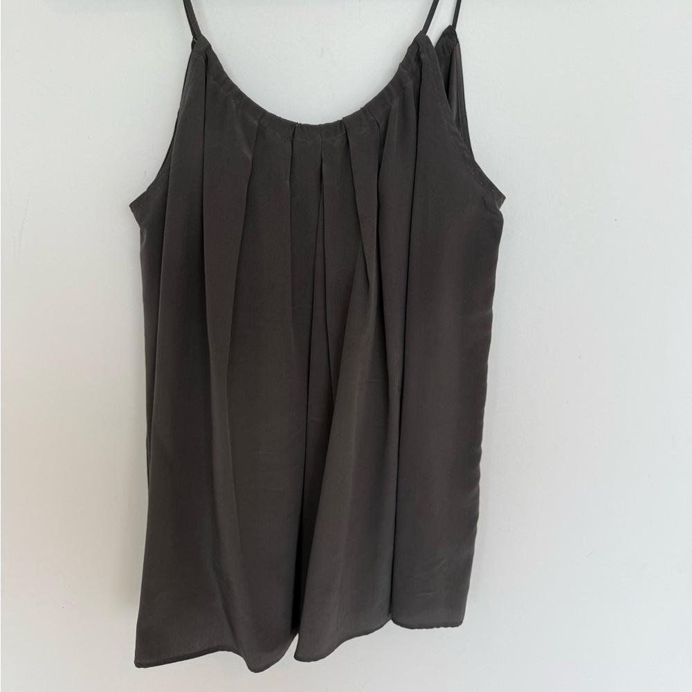 Rory Beca Grey Silk Pleated Front Tank Top Size Small